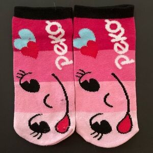 🇯🇵🧦 1 Pair NWOT Japan Fujiya Pink Peko-chan Mascot Ladies Cartoon Ankle Socks